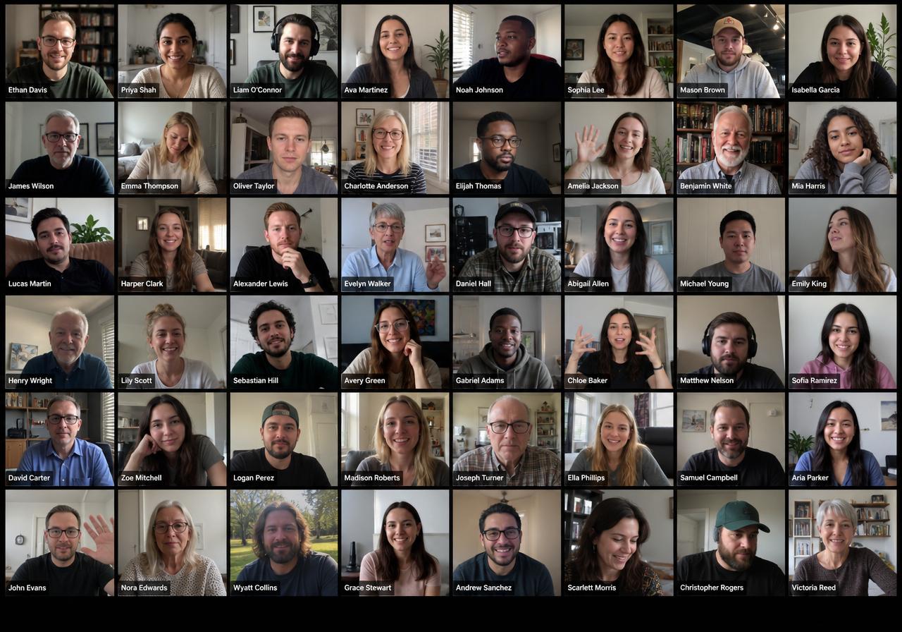 Global attendees on a live video call